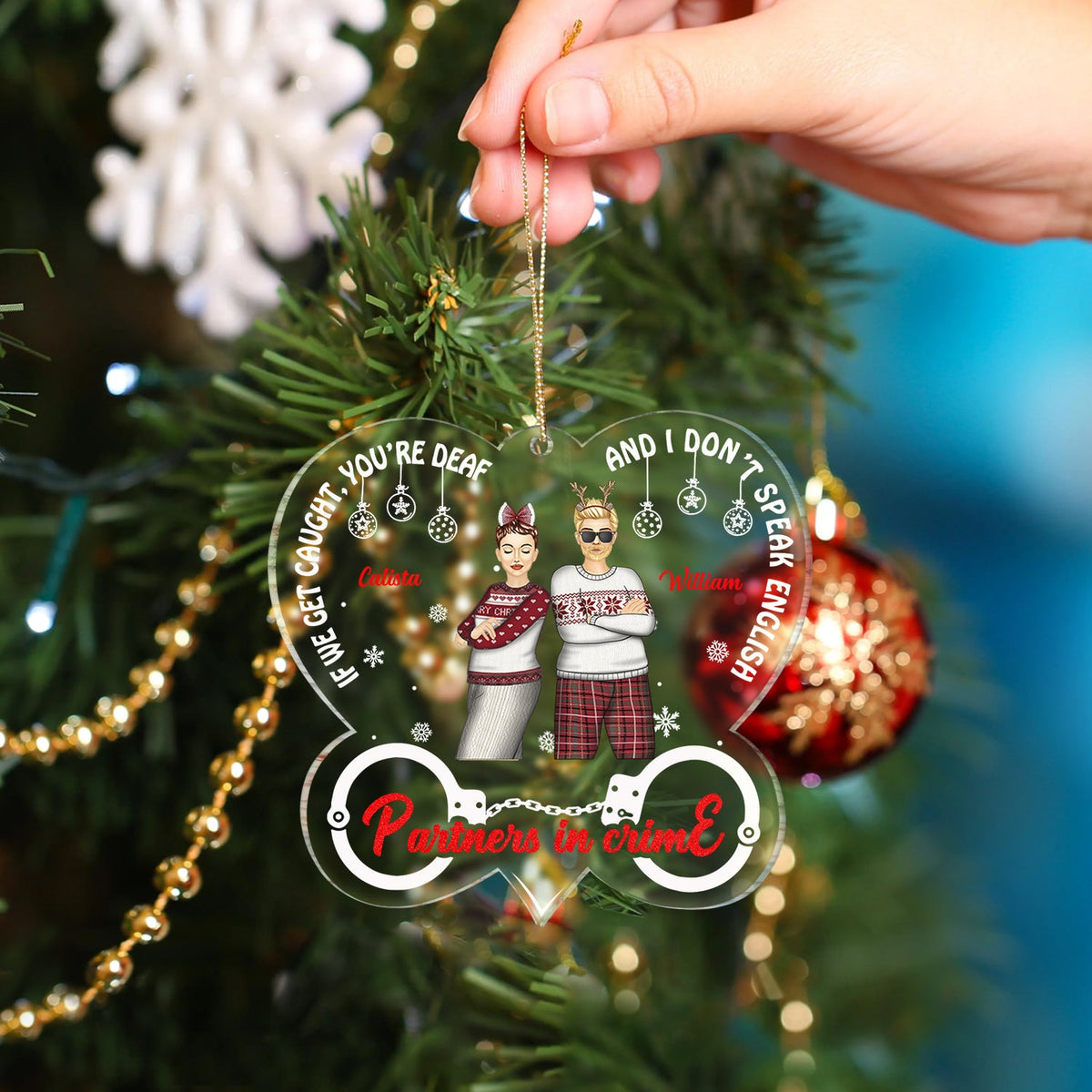 Partners In Crime - Christmas Gift For Besties - Personalized Custom Shaped Acrylic Ornament