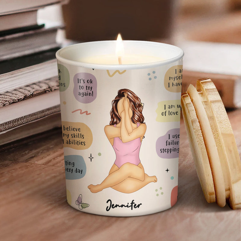 Yoga When You Need A Reminder - Gift For Yourself, Gift For Women - Personalized Scented Candle With Wooden Lid
