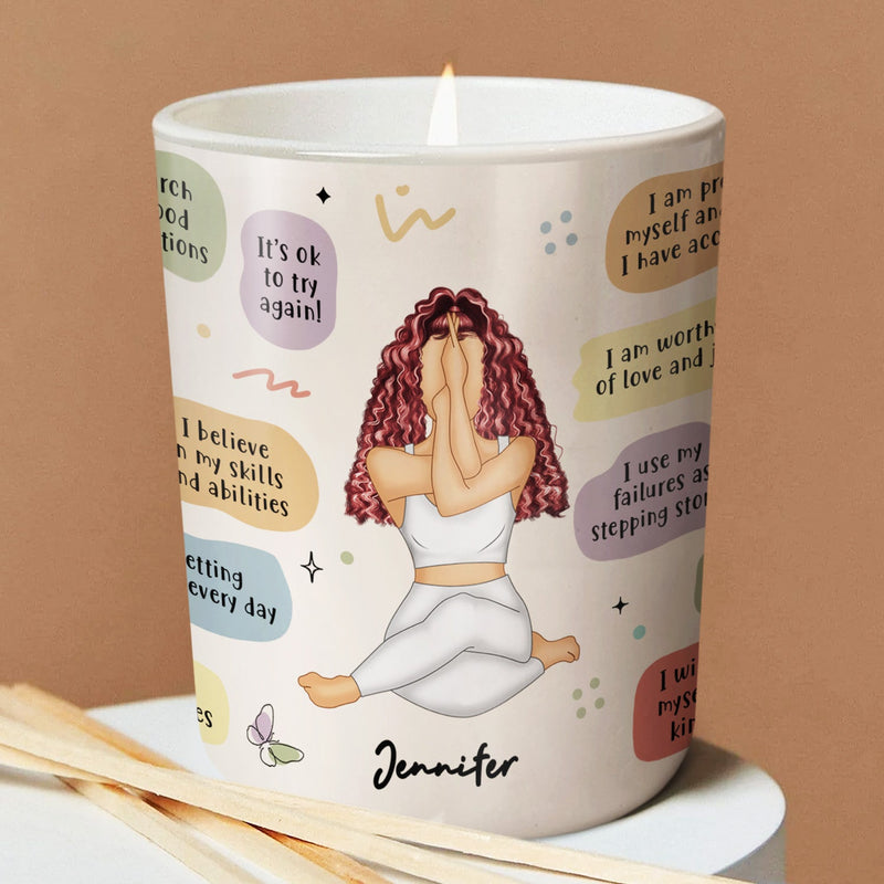 Yoga When You Need A Reminder - Gift For Yourself, Gift For Women - Personalized Scented Candle With Wooden Lid