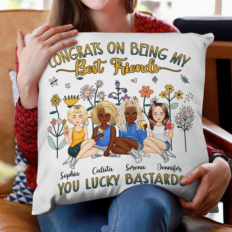 Félicitations pour être ma meilleure amie ! Fleur - Cadeau pour meilleure amie - Coussin personnalisé
