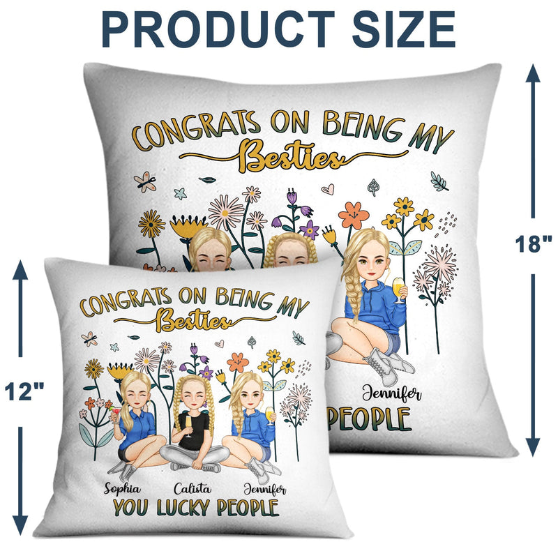 Félicitations pour être ma meilleure amie ! Fleur - Cadeau pour meilleure amie - Coussin personnalisé
