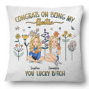 Félicitations pour être ma meilleure amie ! Fleur - Cadeau pour meilleure amie - Coussin personnalisé