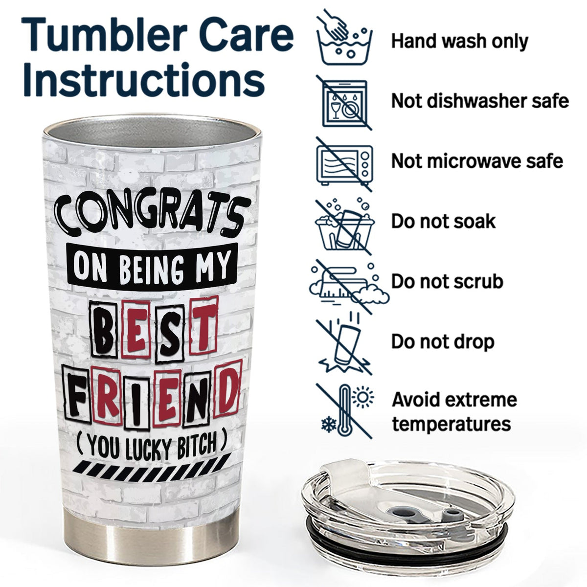 Best Friends Congrats On Being My Bestie - Gift For Bestie - Personalized Tumbler