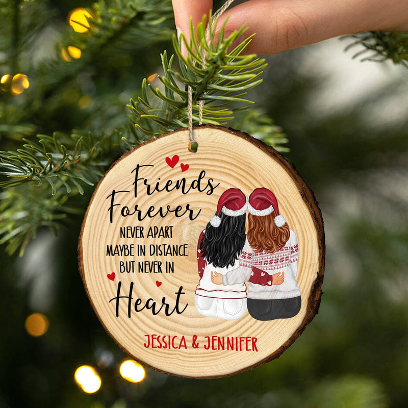 Décoration de Noël en tranches de bois personnalisées, pour sœur et meilleure amie, jamais séparées, peut-être à distance