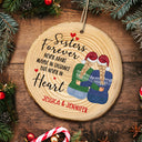 Décoration de Noël en tranches de bois personnalisées, pour sœur et meilleure amie, jamais séparées, peut-être à distance