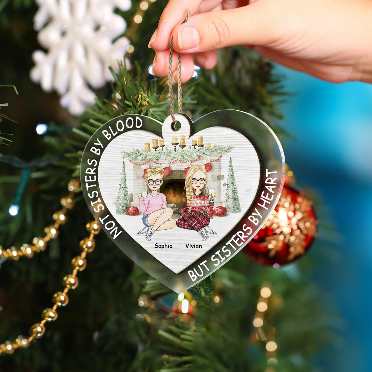 Not Sisters By Blood - Christmas Gift For Besties - Personalized 2-Layered Mix Ornament