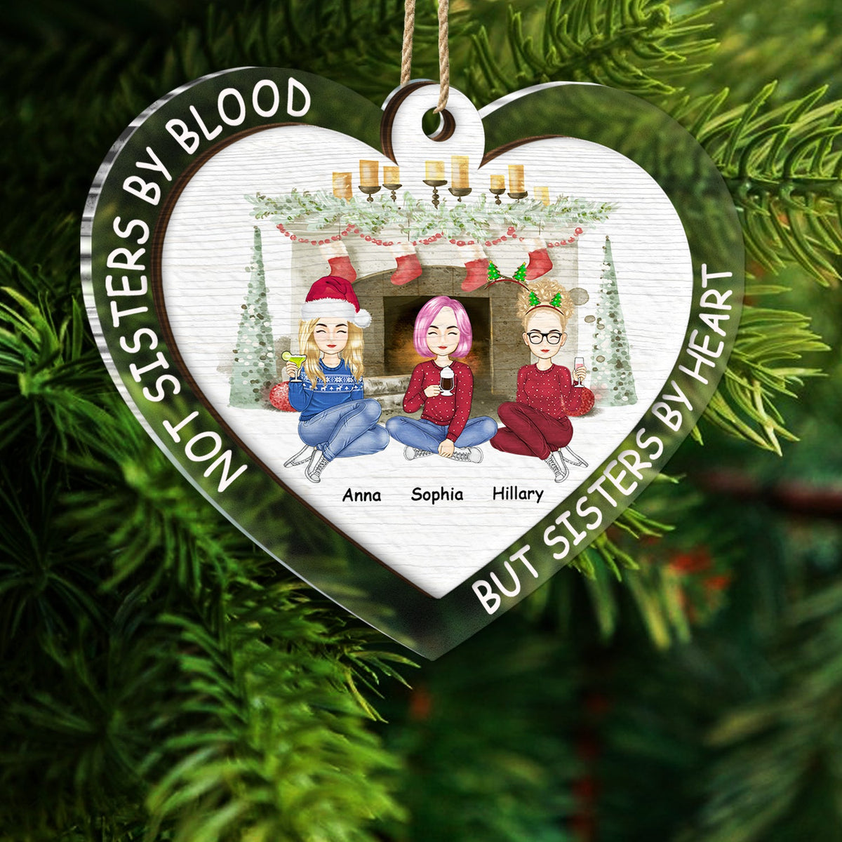 Not Sisters By Blood - Christmas Gift For Besties - Personalized 2-Layered Mix Ornament