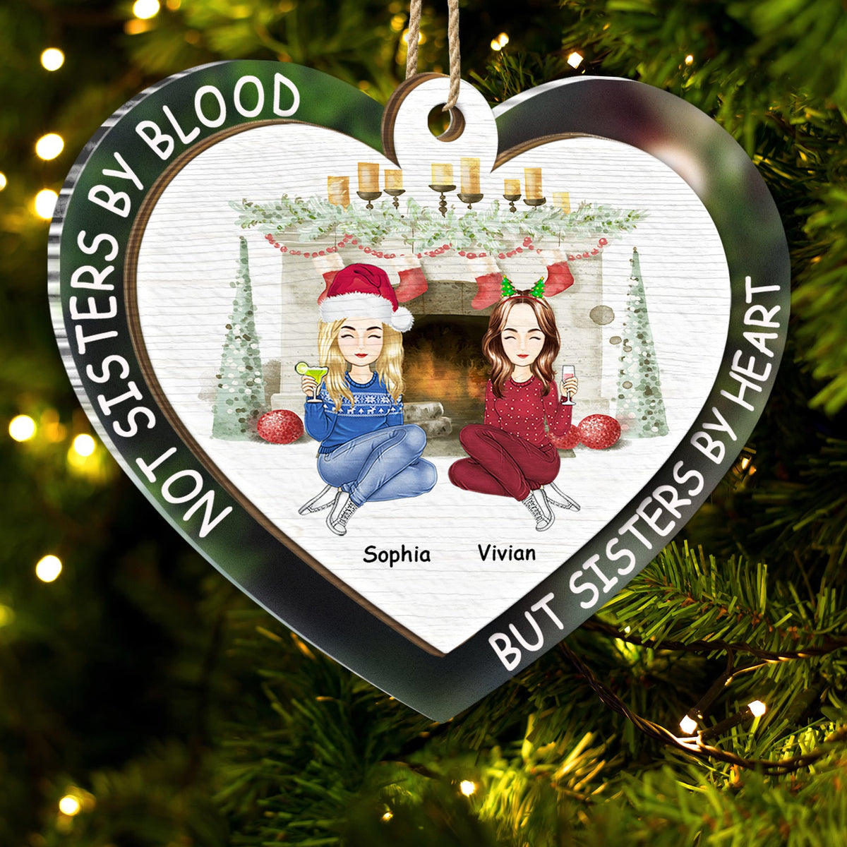 Not Sisters By Blood - Christmas Gift For Besties - Personalized 2-Layered Mix Ornament
