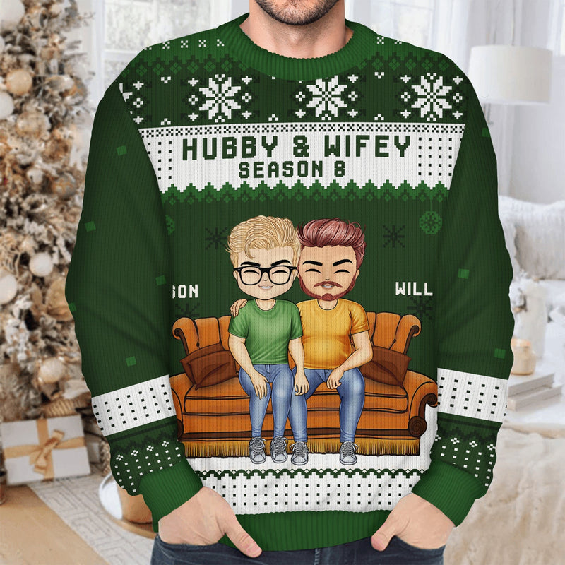 Christmas Couple Hubby & Wifey Season - Gift For Couples - Personalized Unisex Ugly Sweater