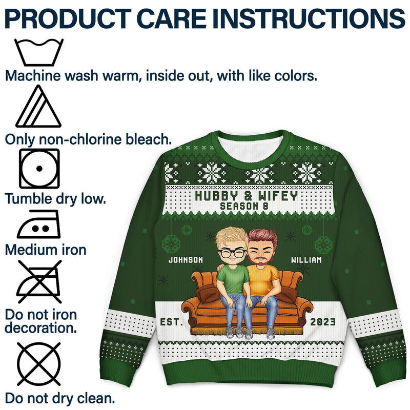 Christmas Couple Hubby & Wifey Season - Gift For Couples - Personalized Unisex Ugly Sweater