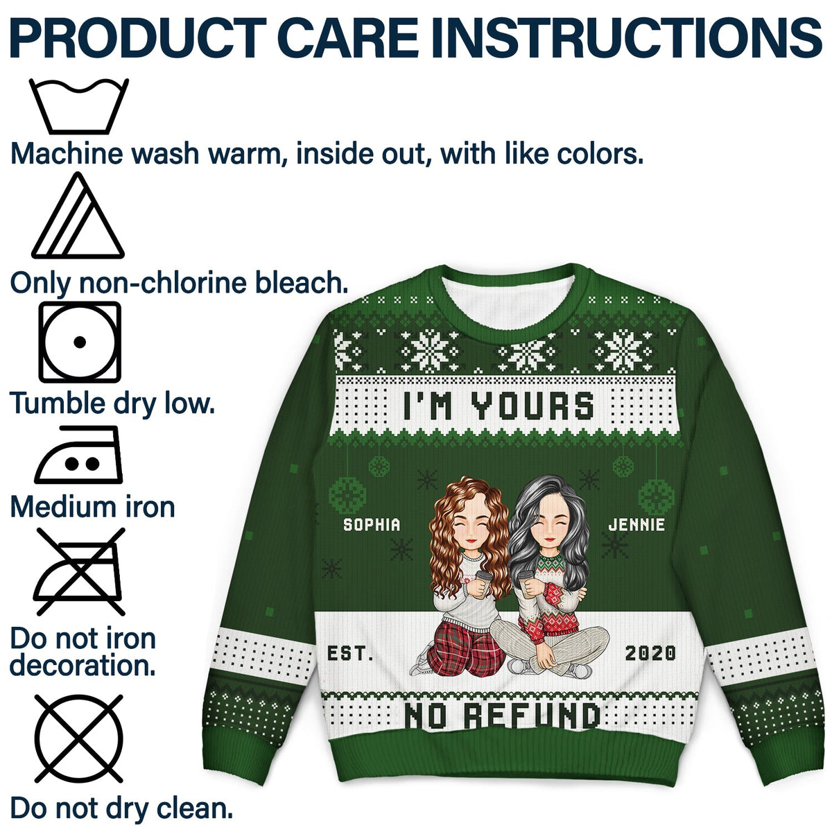 Pull moche unisexe personnalisé pour couple - Cadeau pour couple - Je suis à toi, sans remboursement