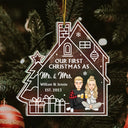 Gradient Our First Christmas - Gift For Couples - Personalized Custom Shaped Acrylic Ornament