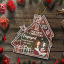 Gradient Our First Christmas - Gift For Couples - Personalized Custom Shaped Acrylic Ornament