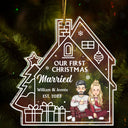 Gradient Our First Christmas - Gift For Couples - Personalized Custom Shaped Acrylic Ornament