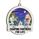 Partenaires de camping pour la vie - Cadeau de Noël pour couples - Ornement attrape-soleil personnalisé