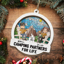 Partenaires de camping pour la vie - Cadeau de Noël pour couples - Ornement attrape-soleil personnalisé