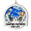Partenaires de camping pour la vie - Cadeau de Noël pour couples - Ornement attrape-soleil personnalisé