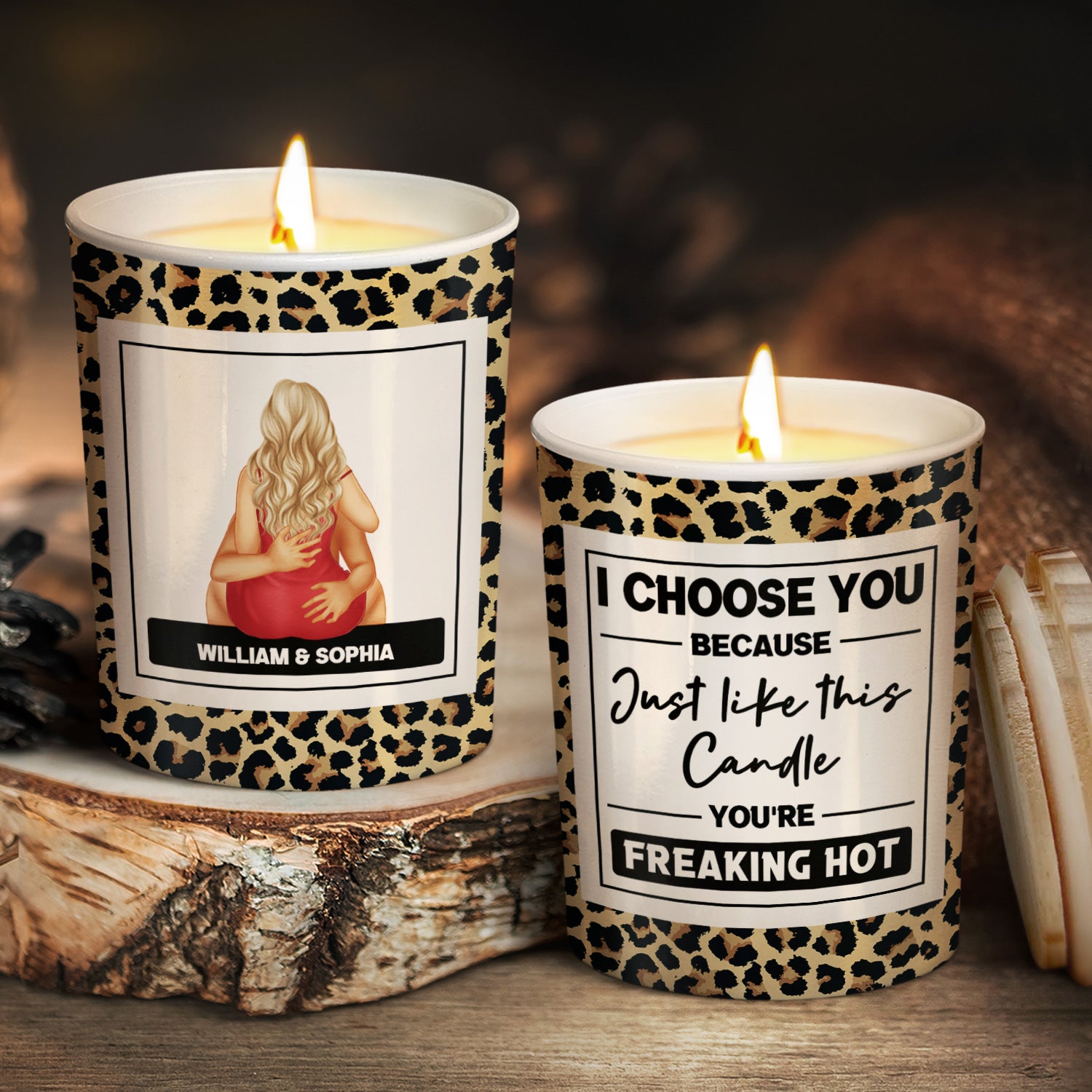 You're Freaking Hot - Gift For Couples - Personalized Scented Candle With Wooden Lid