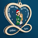 Couple de Noël de notre premier baiser - Cadeau pour couple - Décoration personnalisée à 2 couches