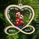 Couple de Noël de notre premier baiser - Cadeau pour couple - Décoration personnalisée à 2 couches