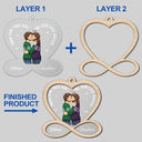 Couple de Noël de notre premier baiser - Cadeau pour couple - Décoration personnalisée à 2 couches