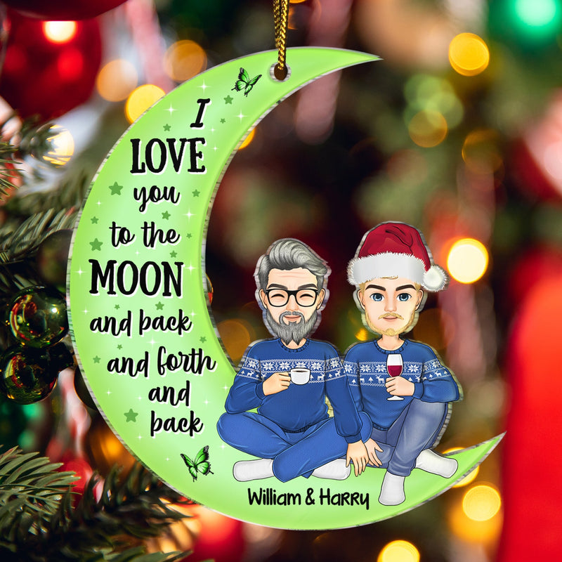 Christmas Grandparents Love You To The Moon & Back - Gift For Grandparents - Personalized Cutout Acrylic Ornament