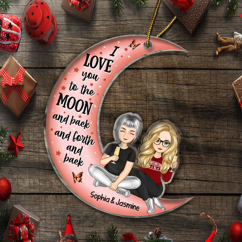 Christmas Grandparents Love You To The Moon & Back - Gift For Grandparents - Personalized Cutout Acrylic Ornament