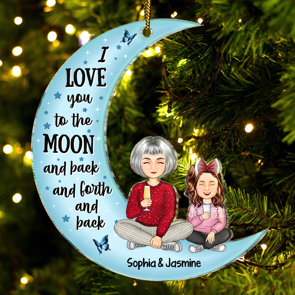 Christmas Grandparents Love You To The Moon & Back - Gift For Grandparents - Personalized Cutout Acrylic Ornament