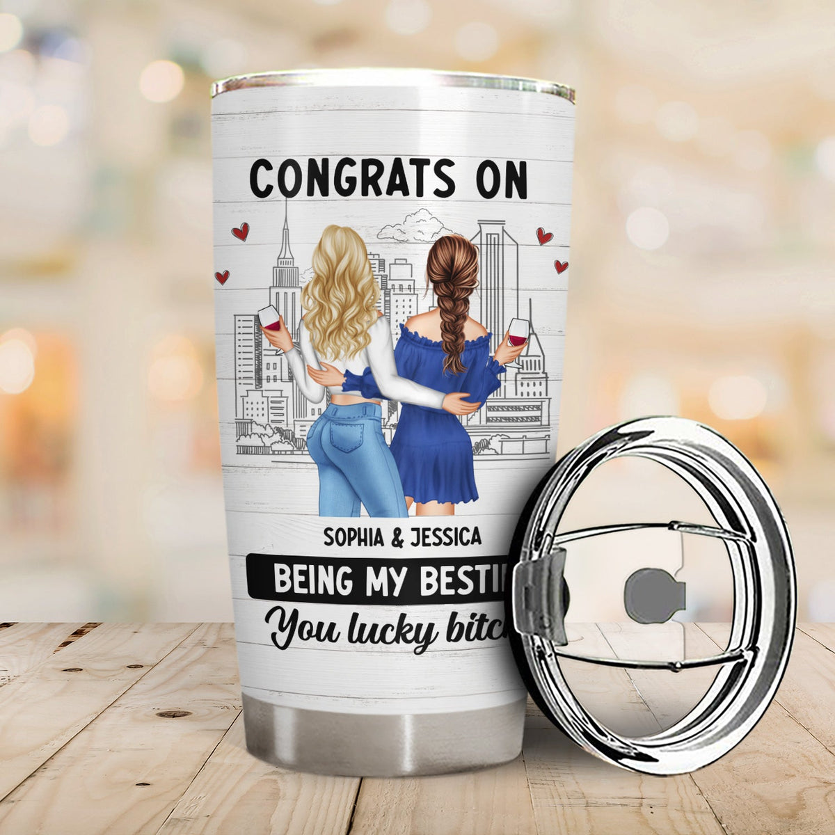 Bestie Backside Congrats On Being My Bestie - Gift For Bestie - Personalized Tumbler