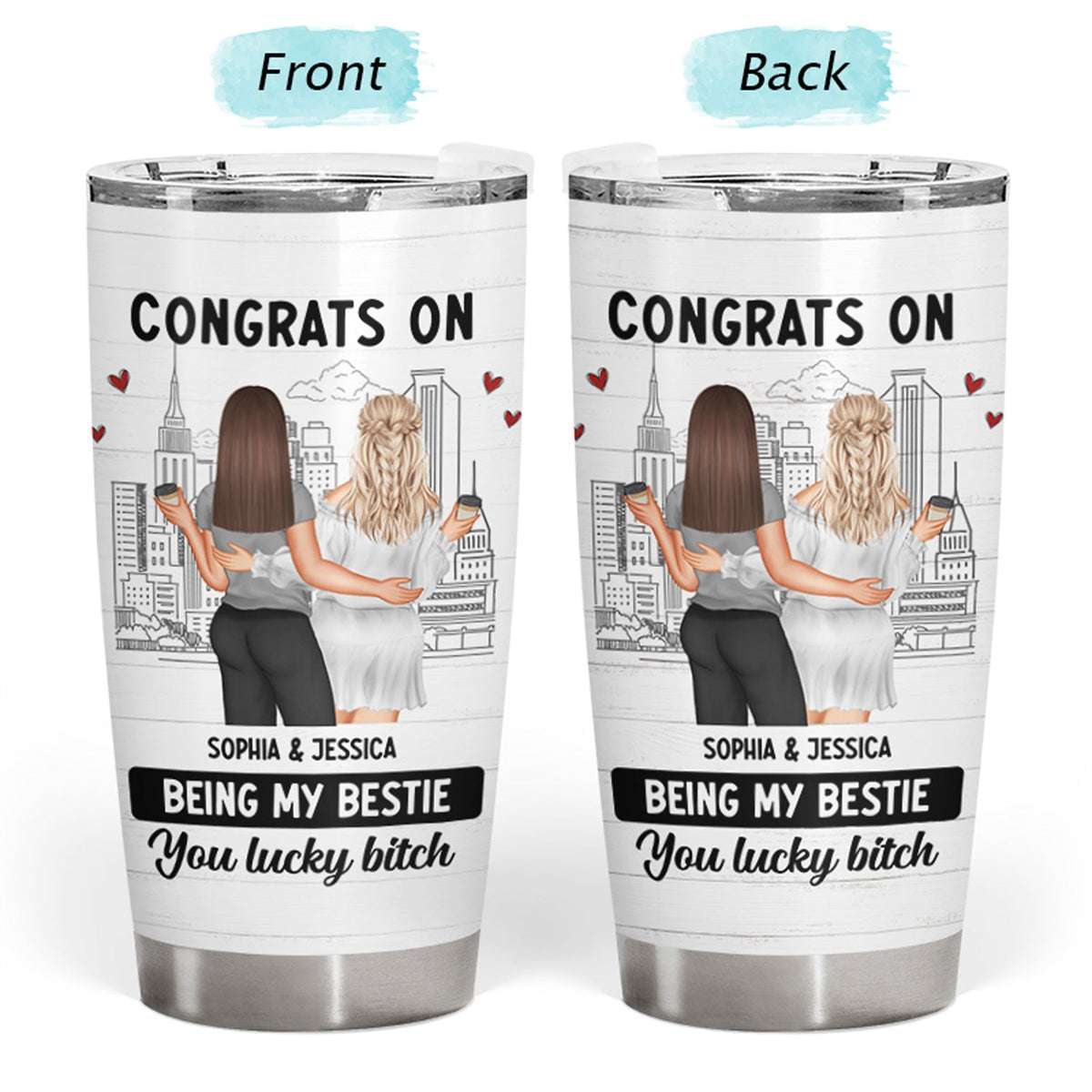 Forever My Favorite Human - Bestie Personalized Custom Tumbler -  Gift For Best Friends, BFF, Sisters main image 1
