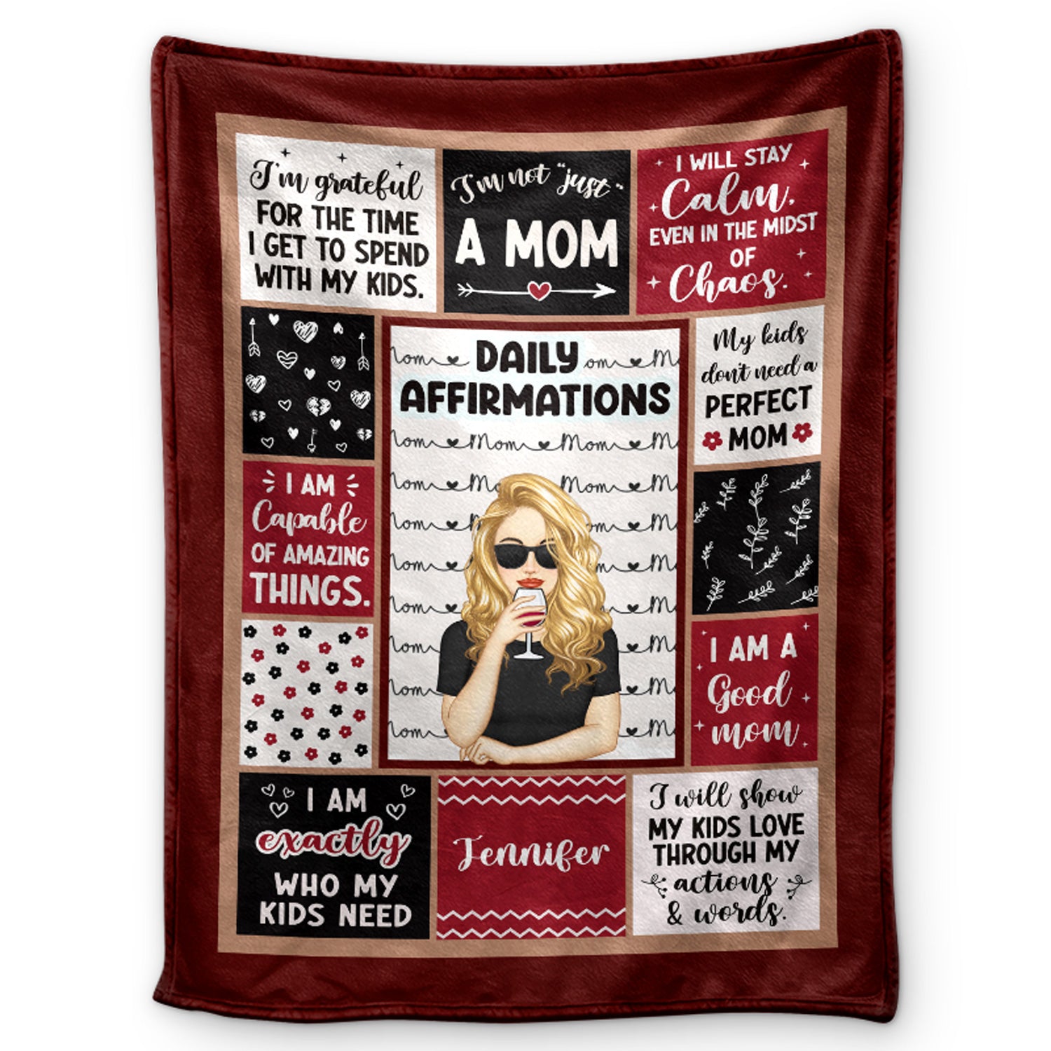 Daily Affirmations - Gift For Mother - Personalized Fleece Blanket