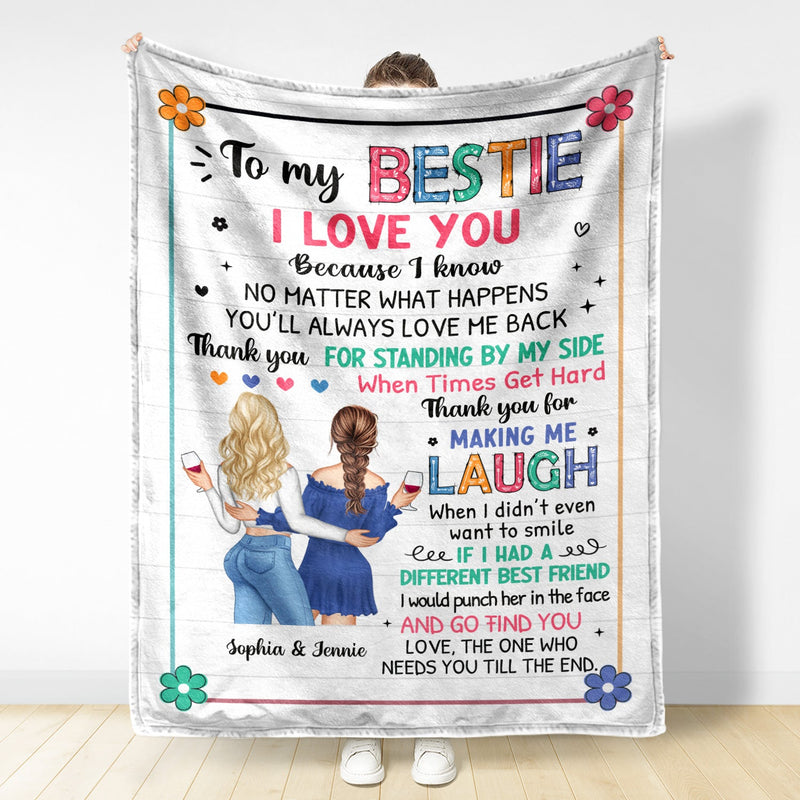 Fleur « Bestie To My Bestie » - Cadeau pour les meilleures amies - Couverture polaire personnalisée