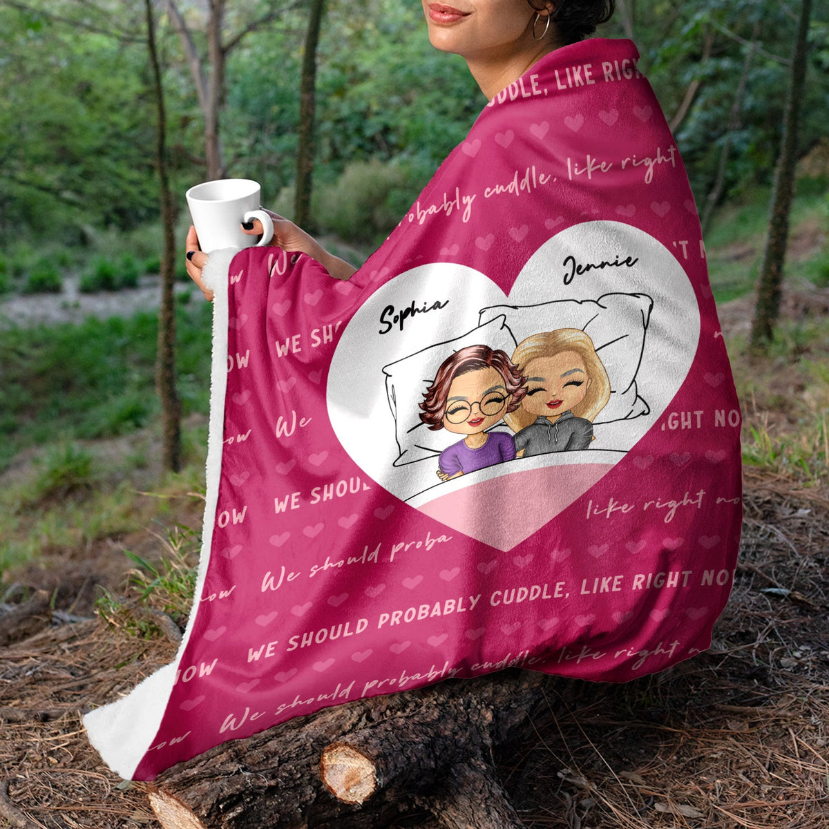 Should Probably Cuddle - Gift For Couples - Personalized Fleece Blanket