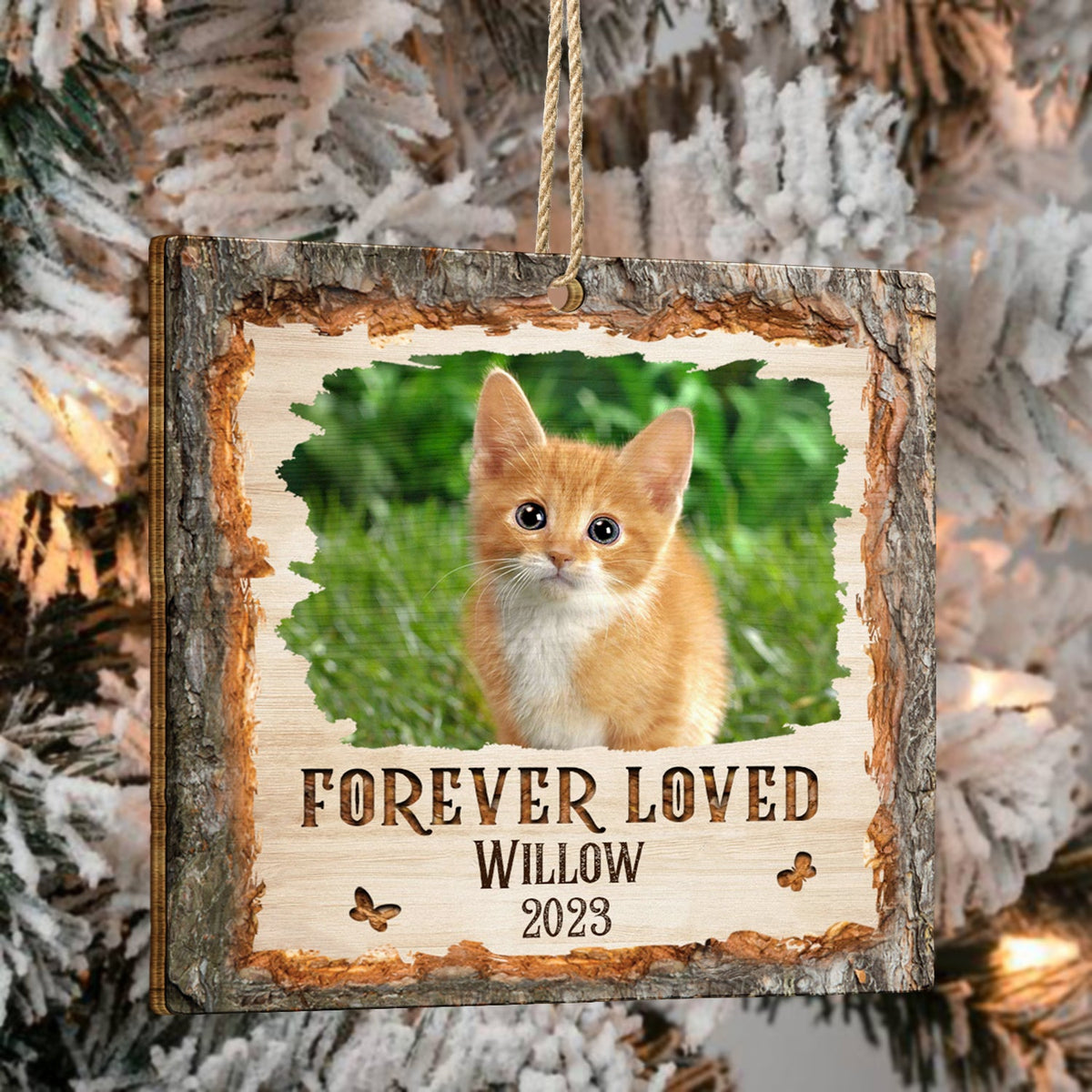 Christmas Custom Photo Memorial Forever Loved - Memorial Gift - Personalized Custom Shaped Wooden Ornament