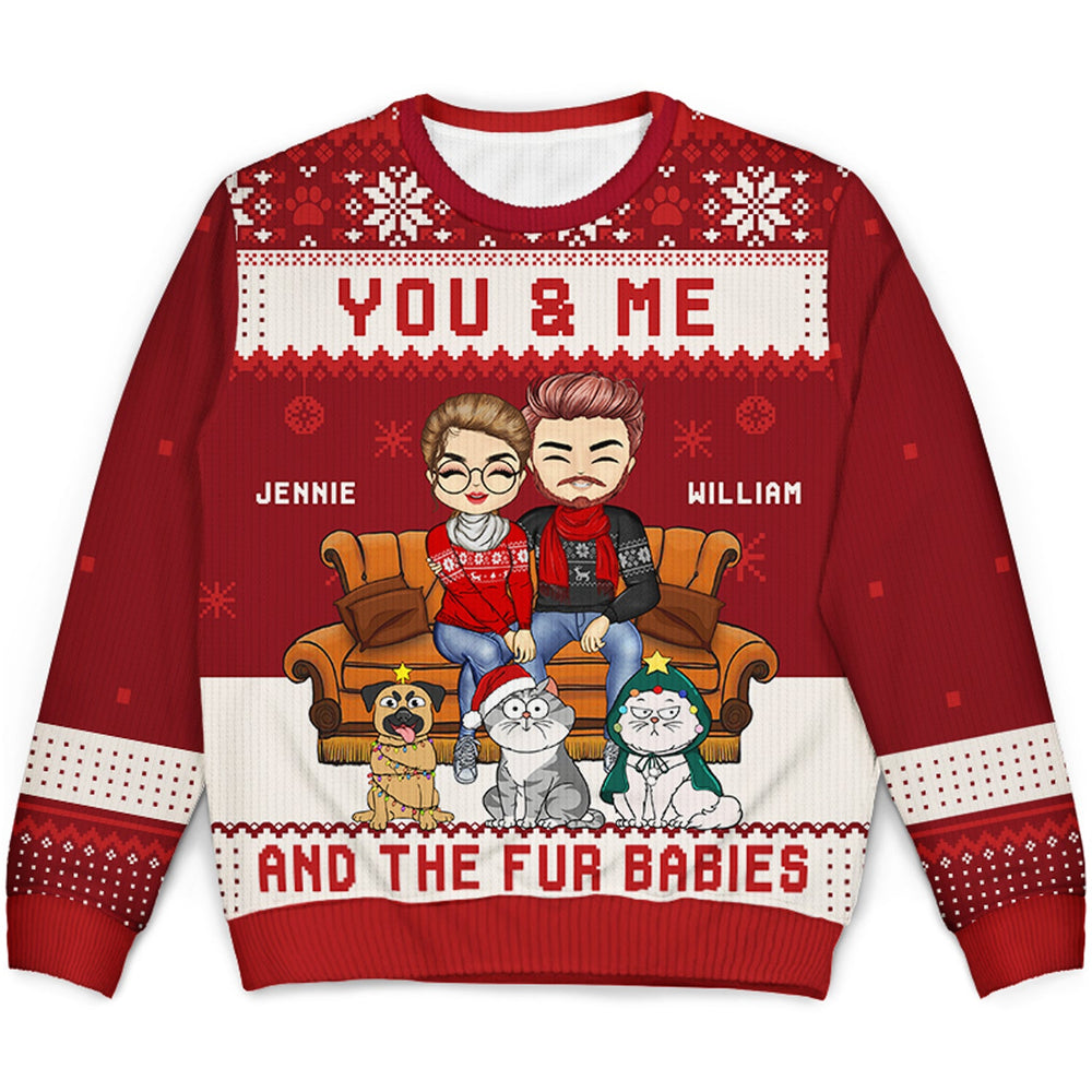 Christmas Pet Lovers Couple You & Me - Gift For Pet Lover Couples - Personalized Unisex Ugly Sweater