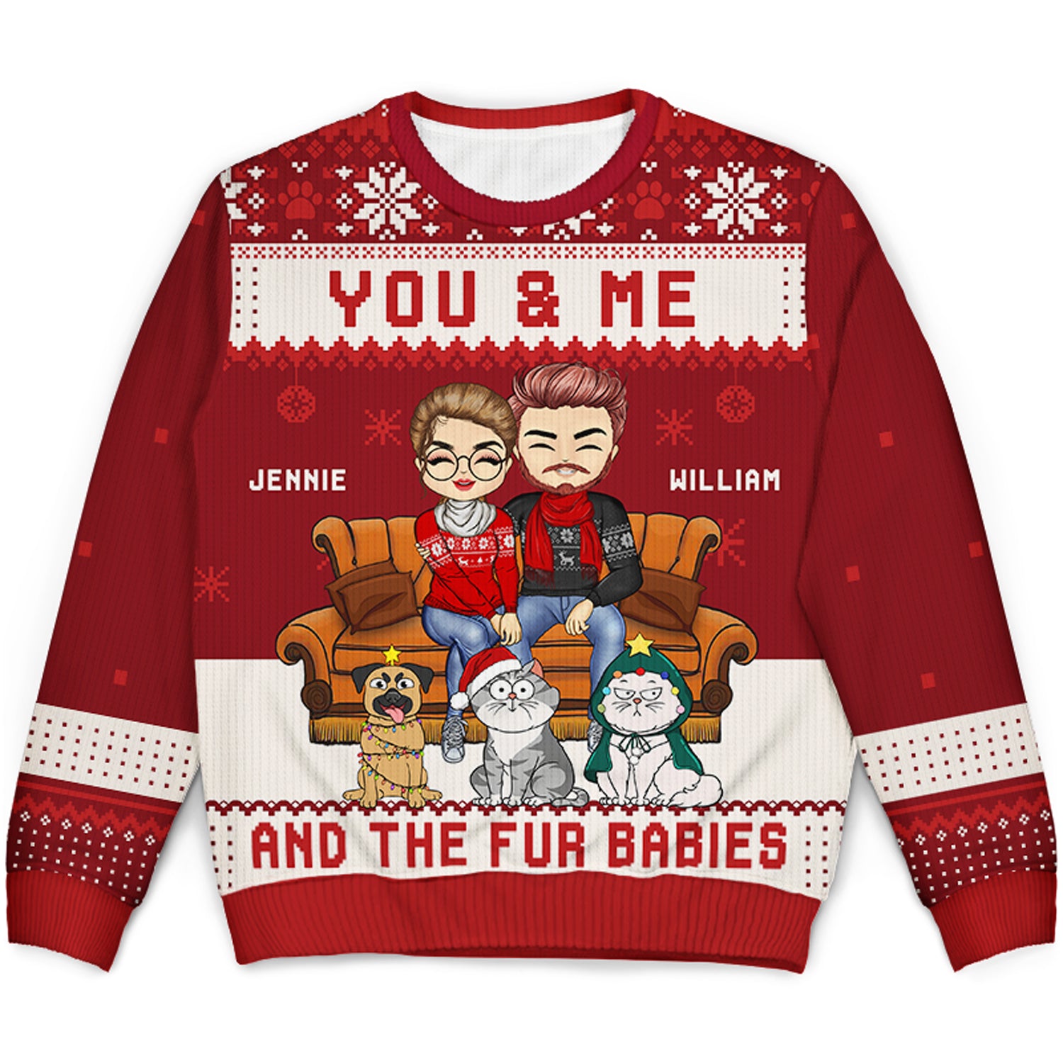 Christmas Pet Lovers Couple You & Me - Gift For Pet Lover Couples - Personalized Unisex Ugly Sweater