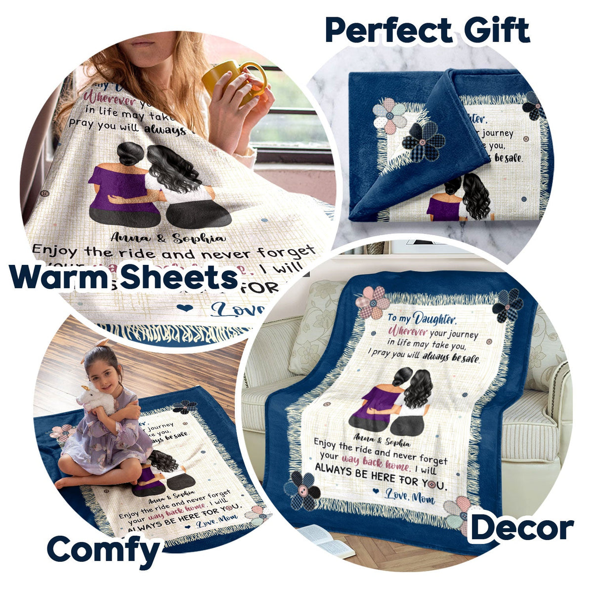 Mother Always Be Here For You - Gift For Daughter - Personalized Fleece Blanket