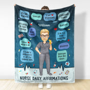 Nurse Daily Affirmation - Gift For Nurse - Personalized Fleece Blanket