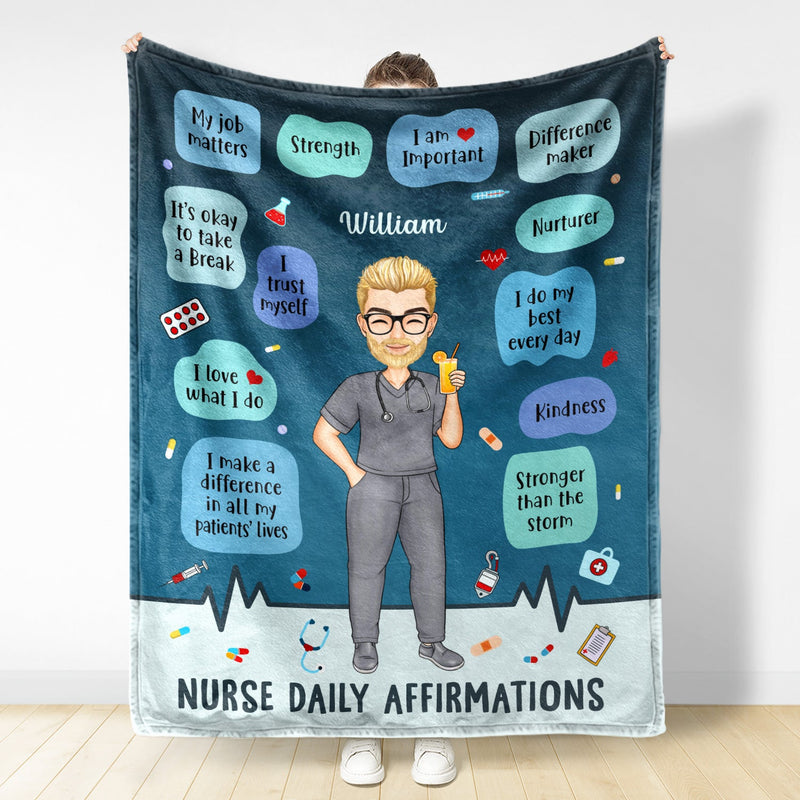 Nurse Daily Affirmation - Gift For Nurse - Personalized Fleece Blanket