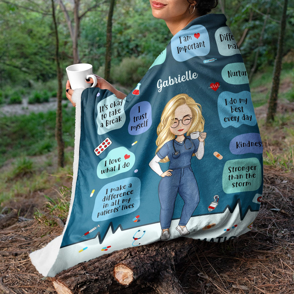 Nurse Daily Affirmation - Gift For Nurse - Personalized Fleece Blanket