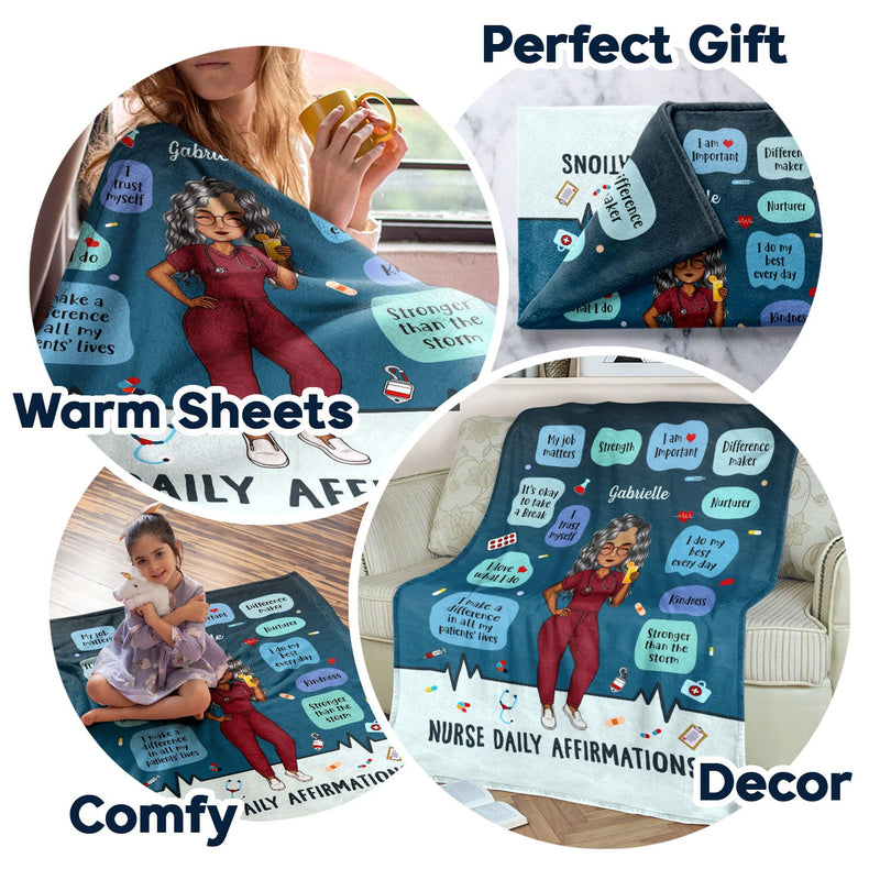 Nurse Daily Affirmation - Gift For Nurse - Personalized Fleece Blanket