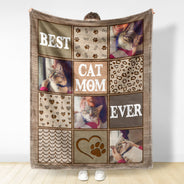 Custom Photo Best Dog Mom Ever - Gift For Pet Lovers - Personalized Fleece Blanket