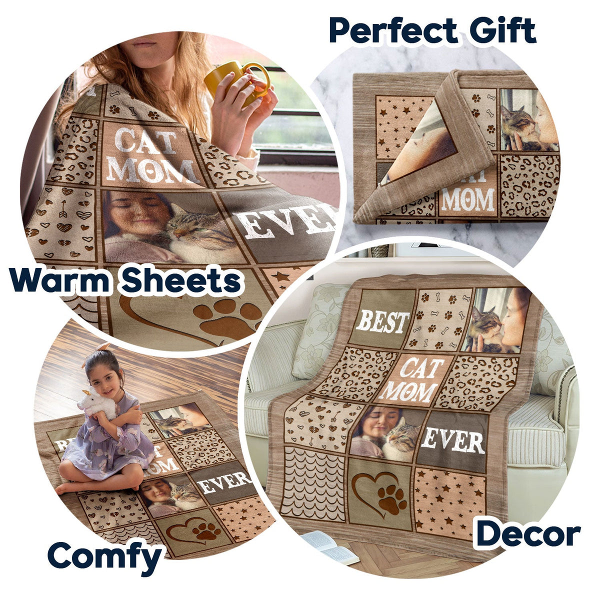 Custom Photo Best Dog Mom Ever - Gift For Pet Lovers - Personalized Fleece Blanket