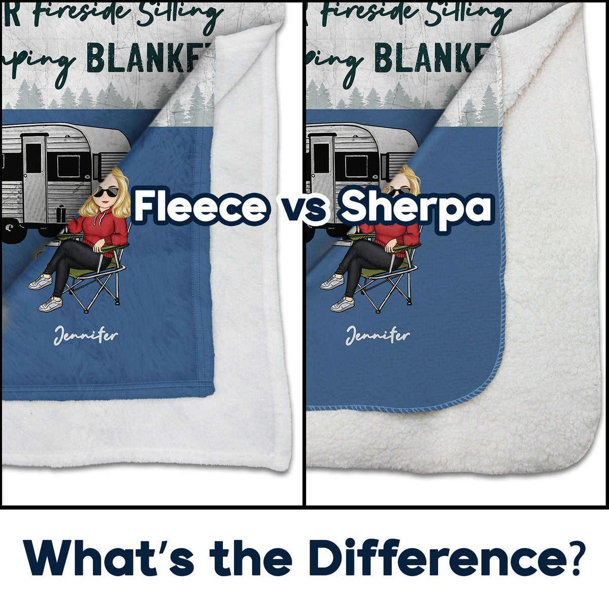 Fireside Sitting Going Camping - Gift For Couples - Personalized Fleece Blanket