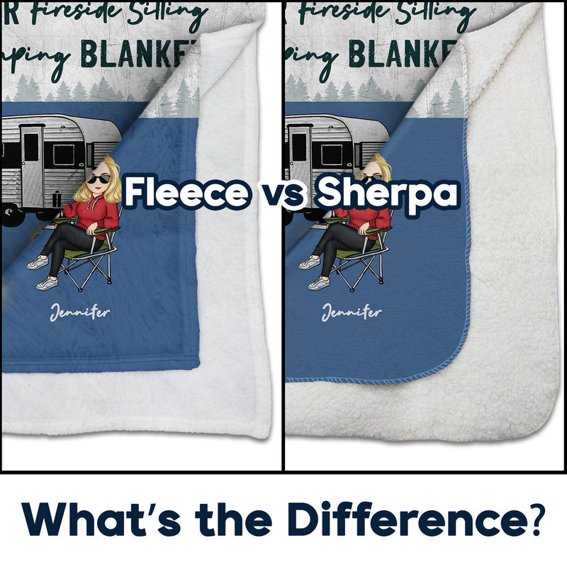 Fireside Sitting Going Camping - Gift For Couples - Personalized Fleece Blanket