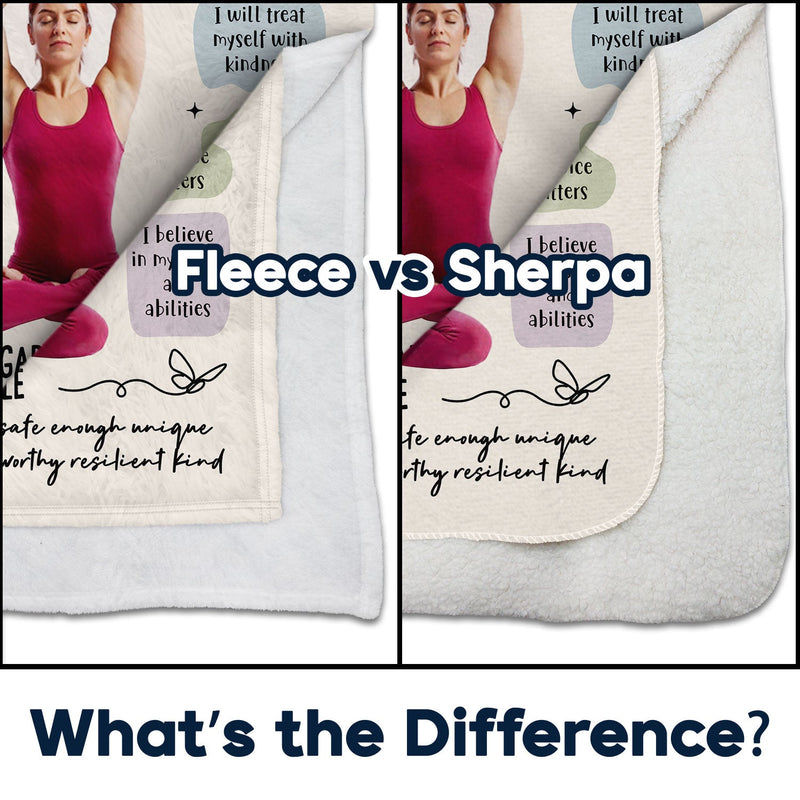 Custom Photo Morning Affirmations - Gift For Yourself - Personalized Fleece Blanket