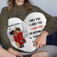 Couple Kissing Forever Yours - Gift For Couples - Personalized Heart Shaped Pillow