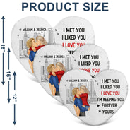 Couple Kissing Forever Yours - Gift For Couples - Personalized Heart Shaped Pillow
