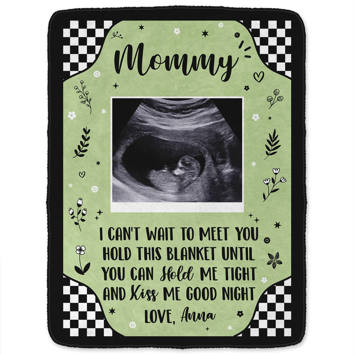 Custom Photo Baby Ultrasound Until You Can Hold Me - Gift For Mother & Father - Personalized Fleece Blanket, Sherpa Blanket