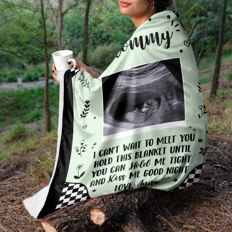 Custom Photo Baby Ultrasound Until You Can Hold Me - Gift For Mother & Father - Personalized Fleece Blanket, Sherpa Blanket
